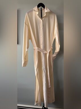 Vitamin A Cream Button-Front Shirt Dress Swim Cover  Size XL NWT